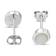 Mother of Pearl Oval Silver Stud Earrings, e346